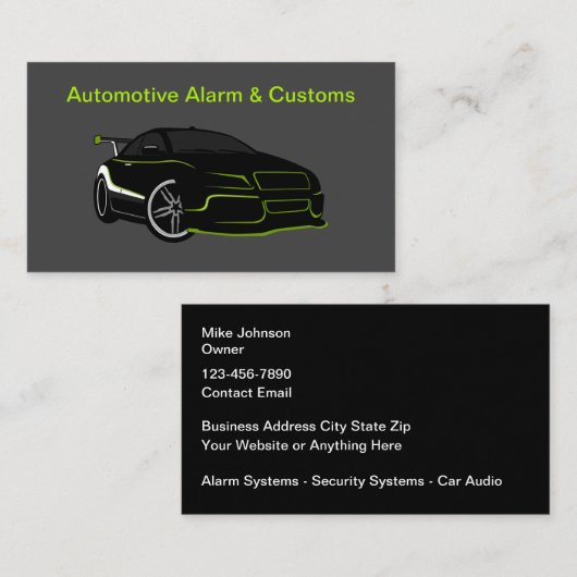 audio- en beveiligingssystemen voor de automobieli visitekaartje (Voorkant / Achterkant)