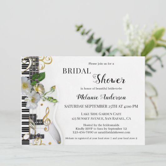 Audio en Rozen Bridal Shower Uitnodiging (Staand voorkant)