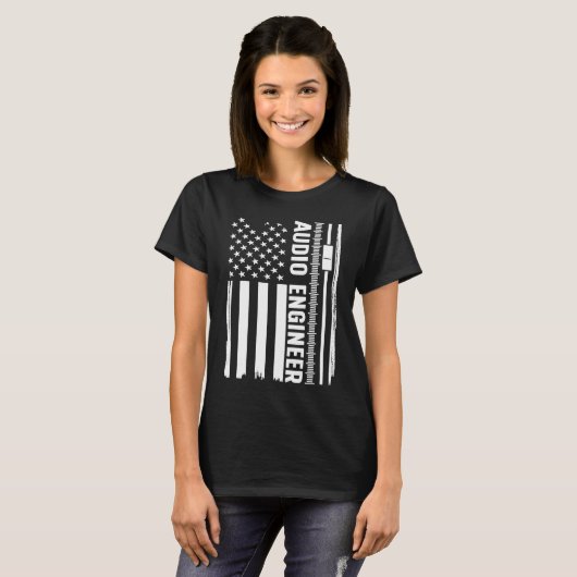 Audio Engineer American Flag Audio Engineering T-shirt (Voorkant volledig)