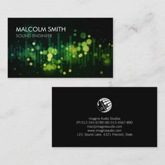 Audio Engineer Deejay Visitekaartje (Voorkant / Achterkant)