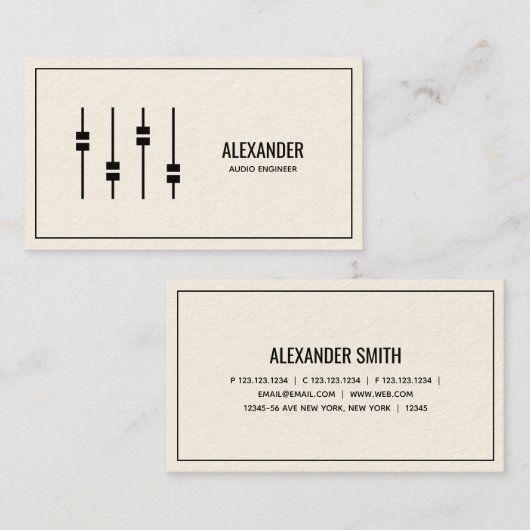 Audio Engineer ivory Visitekaartje (Voorkant / Achterkant)