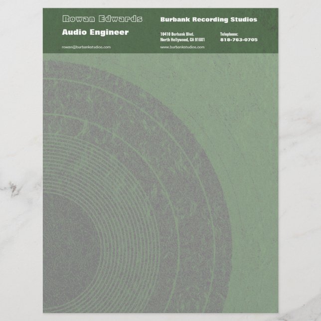 Audio Engineer Letterhead Briefhoofd (Voorkant)