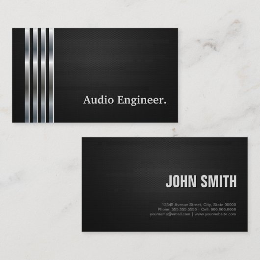 Audio Engineer Professional Black Silver Visitekaartje (Voorkant / Achterkant)