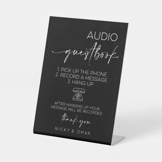 Audio Gastenboek Huwelijksreceptie Reclamebord Met Voetstuk (Voorkant)