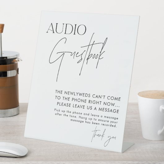 Audio Guestbook Sign, Moderne minimalistische brui Reclamebord Met Voetstuk (Insitu)