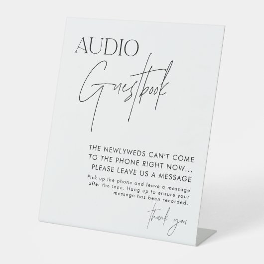 Audio Guestbook Sign, Moderne minimalistische brui Reclamebord Met Voetstuk (Voorkant)