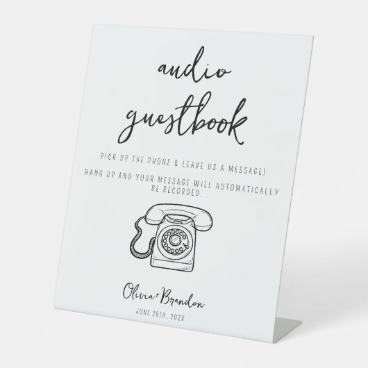 Audio Guestbook Sign  telefoon Reclamebord Met Voetstuk (Voorkant)