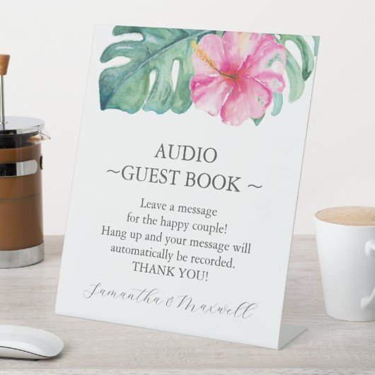Audio Guestbook tekenen tropische bruiloften Reclamebord Met Voetstuk (Insitu)