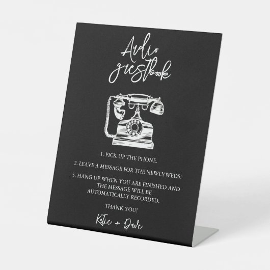 Audio Guestbook Wedding Sign Reclamebord Met Voetstuk (Voorkant)
