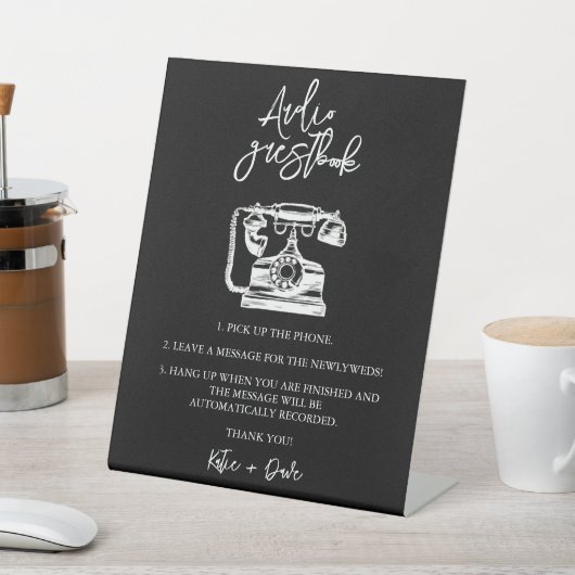 Audio Guestbook Wedding Sign Reclamebord Met Voetstuk (Insitu)