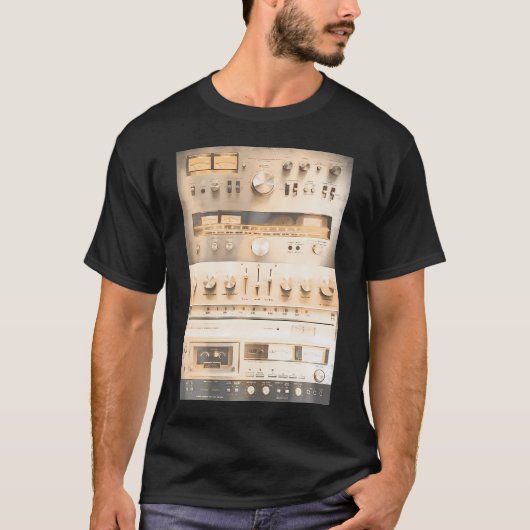 Audio HIFI Sound System Mixed Media Collage instel T-shirt (Voorkant)