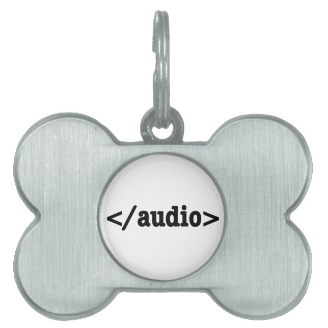 Audio HTML5 Code beëindigen Huisdieren Naamplaatje (voorkant)