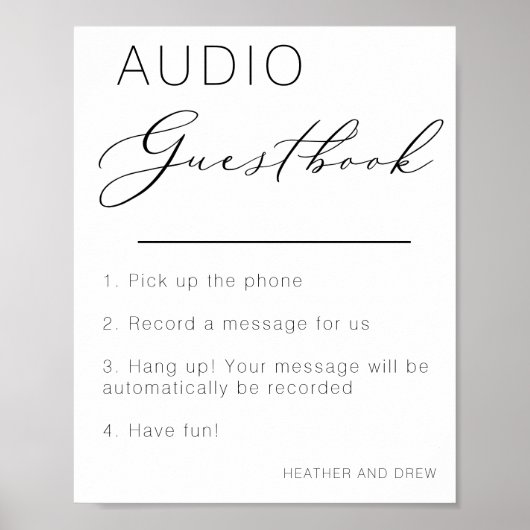 Audio Leuk Uniek gastenboek teken Laat een bericht Poster (Voorkant)