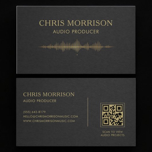 Audio Producent Black Gold QR Code Visitekaartje