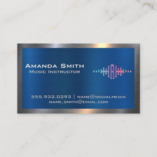 Audio Sound Wave Logo | Metaal Visitekaartje (Voorkant)