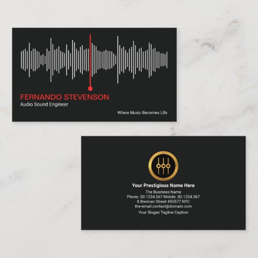 Audio Sound Wave Professional DJ Visitekaartje (Voorkant / Achterkant)