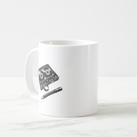 Audio tape met een potlood grappig mok ontwerp" (Voorkant links)