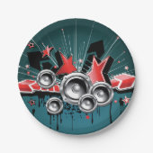 Audio voor grafische muziekluidsprekers papieren bordje (Voorkant)