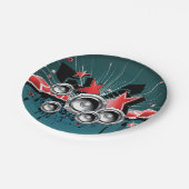 Audio voor grafische muziekluidsprekers papieren bordje (Gekanteld)