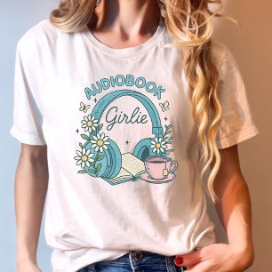 Audiobook Girlie Blauwe Boeken en Hoofdtelefoon T-shirt