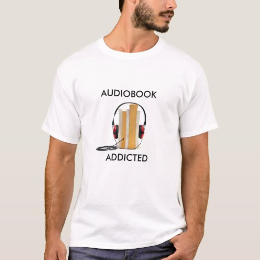 audiobook koptelefoons lezen boek audio verslaafd t-shirt (Voorkant)