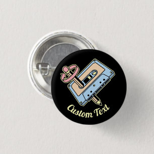 Audiocassette met potlood ronde button 3,2 cm