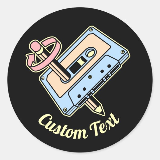 Audiocassette met potlood ronde sticker (Voorkant)
