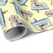 Audiocassette met potloodpatroon cadeaupapier (Rol Hoek)