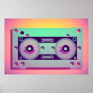 Audiocassette   Muziek   Retro   Digitale kunst   Poster