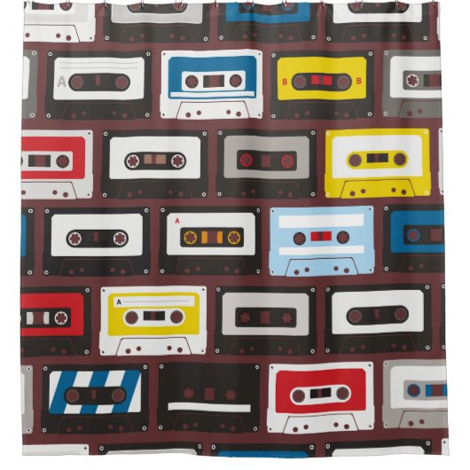 audiocassettes, naadloze achtergrond. douchegordijn (Voorkant)