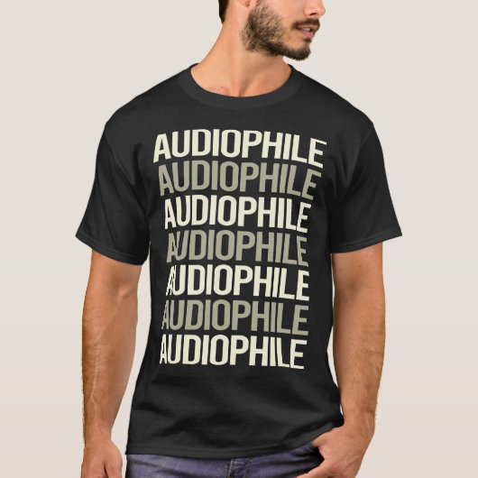 Audiofiel met witte tekst t-shirt (Voorkant)