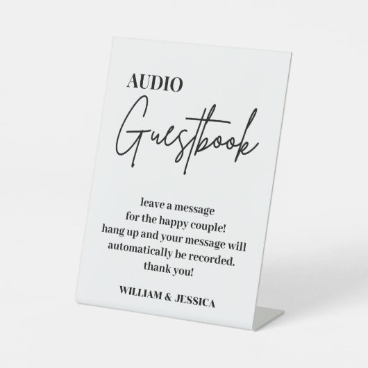 Audiogastenboek | Telefoonbericht Gastenboekteken Reclamebord Met Voetstuk (Voorkant)