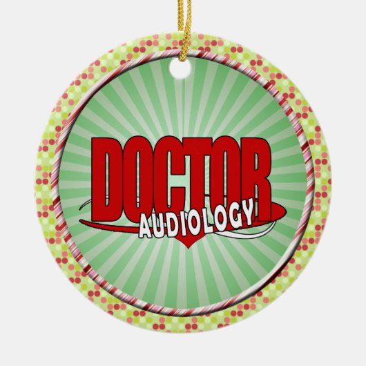 AUDIOLOGIE DOCTOR AUDIOLOGIST BIG RED LOGO KERAMISCH ORNAMENT (Voorkant)