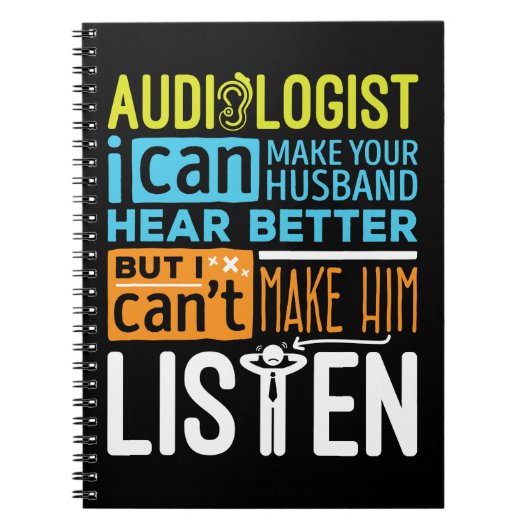 Audioloog Funny Audiology hoort beter Notitieboek (Voorkant)