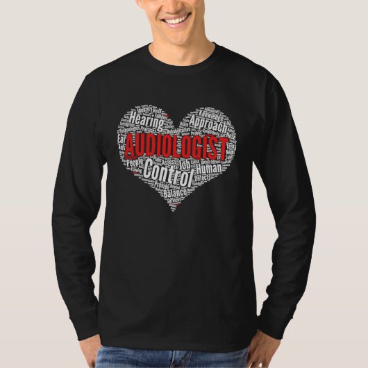 Audioloog Heart Shape Word Cloud Audiology Docto T-shirt (Voorkant)