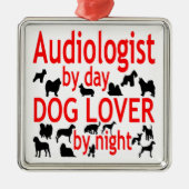 Audioloog houdt van honden metalen ornament (Voorkant)