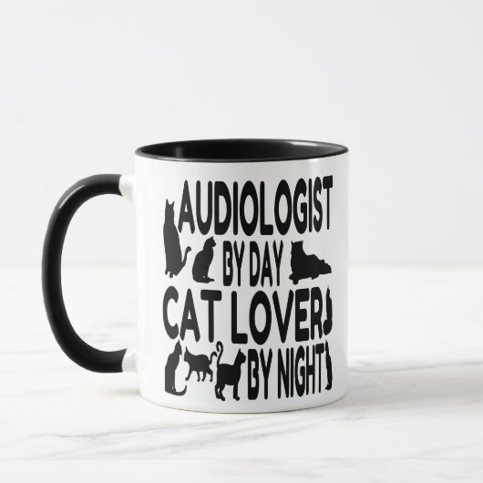 Audioloog houdt van katten mok (Links)