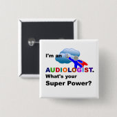 Audioloog Superheld, whimsical design Vierkante Button 5,1 Cm (Voorkant /achterkant)