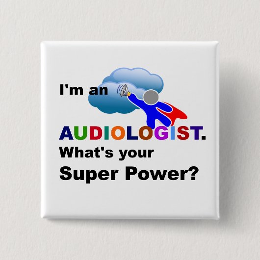 Audioloog Superheld, whimsical design Vierkante Button 5,1 Cm (Voorkant)