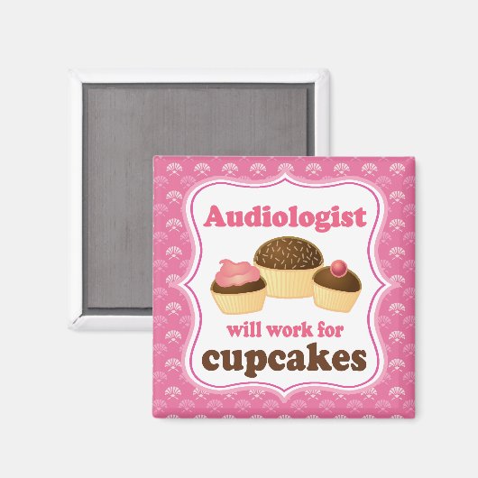 Audioloog werkt voor cupcakes koelkastmagneet magneet (Voorkant / Achterkant)
