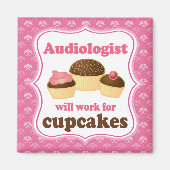 Audioloog werkt voor cupcakes koelkastmagneet magneet (Voorkant)