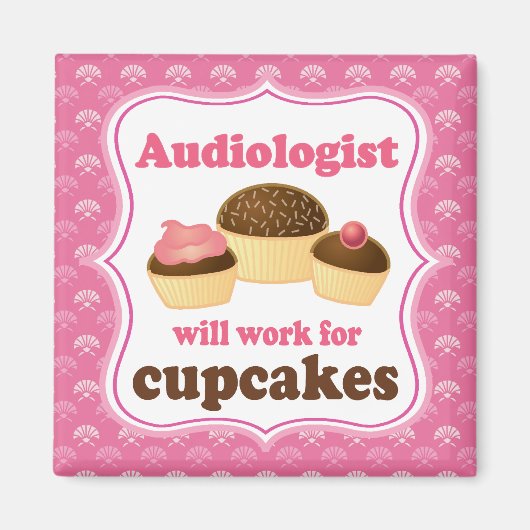 Audioloog werkt voor cupcakes koelkastmagneet magneet (Voorkant)