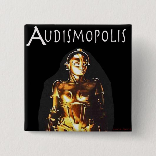 Audismopolis Vierkante Button 5,1 Cm (Voorkant)