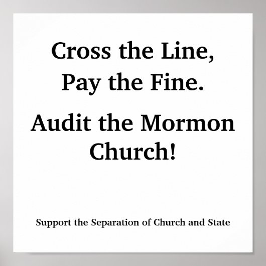 Audit van de Mormon Church Poster (Voorkant)