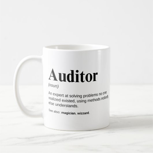 Auditor Grappige Werk Definitie Koffiemok (Links)