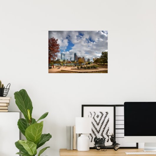 Auditorium Shores Downtown Austin Texas Herfst 4 Poster (Thuiskantoor)