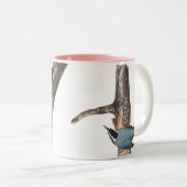 Audobon roodborst Nuthatch Tweekleurige Koffiemok (Voorkant rechts)