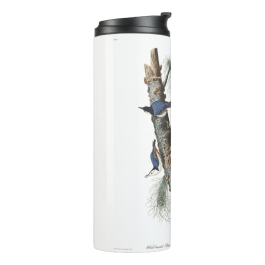 Audobon White-Breasted Nuthatch (zwart afgedekt) Thermosbeker (Gedraaid links)