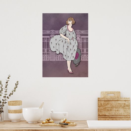 AUDREY: Art Deco-Mode in grijs en Roos Poster (Keuken)