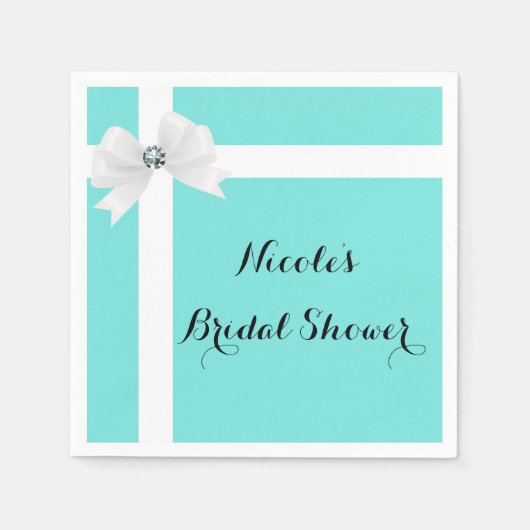 Audrey Blauw & Wit Elegant Glam Diamond Bow Chic Servet (Voorkant)